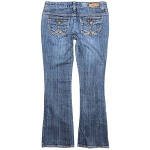 Y2K Mudd Low Rise Bootcut Jeans Women's 9 30x31 Medium Wash Button Flap Pockets